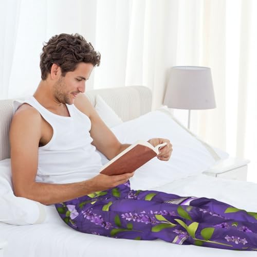 Pantalon de pyjama pour homme EdWal en noir avec fleurs lavande chic - 7
