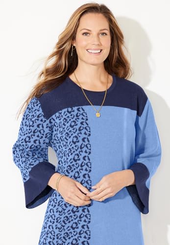 Catherines Women's Plus Size Jacquard Colorblock Pullover4