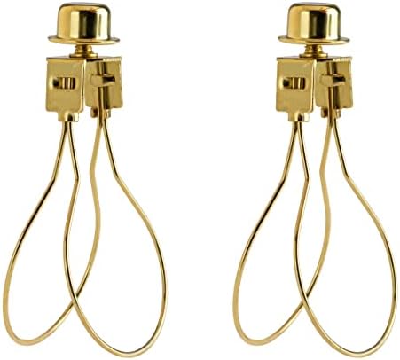 Creative Hobbies® 2 Pack -Lamp Shade Light Bulb Clip Adapter Clip on with Shade Attaching Finial Top, Gold Color