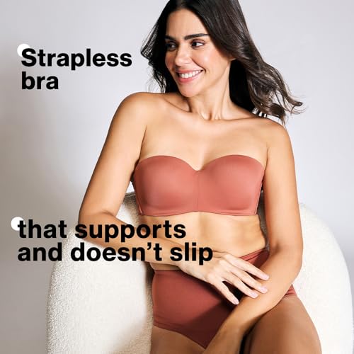 Image of NYKD NYB027 Cotton Padded Wired Multiway Strapless Bra Anti Slip Seamless Bonded Neckline Detachable Straps (Plus