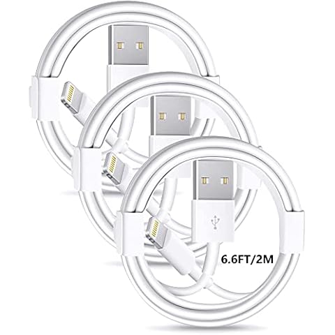 Apple iPhone Charger cables,【Apple MFi Certified】3 Pack Lightning to USB Cable (6.6FT) Fast Charging & Sync Cord for iPhone 12/12 pro/12mini/11/11 Pro/SE/X/XS/XR/8/7/6,iPad,Airpods and More -White Cover