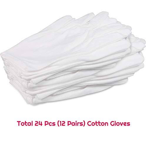 12 Pairs Cotton Gloves for Dry Hands, Anezus White Cotton Gloves Cloth Serving Gloves for Eczema Moisturizing Dry Hands Coin Jewelry Silver Archival Costume Inspection, Medium Size - Thumbnail 2