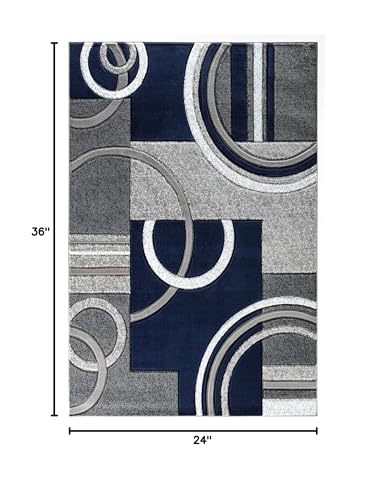 GLORY RUGS Area Rug Modern Soft Hand Carved Contemporary Floor Carpet with Premium Fluffy Texture for Indoor Living Dining Room and Bedroom Area (2x3, Navy)