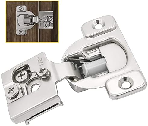 20 Pack 1/2 inch Overlay Soft Close Cabinet Hinge,105 Degree Cabinet Concealed Hinges,3 Way Adjustable Concealed Face Frame Kitchen Cabinet Door Hinges,Nickel Plated Stainless Steel Concealed Hinge