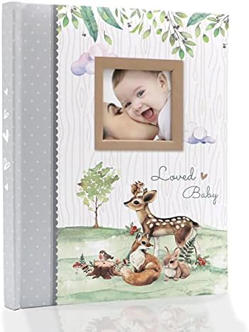 Holoary First 5 Years Baby Memory Book, 76 Colourful Illustrated Journal Pages Baby Record Book Album, Keepsake for Newborn Baby Boy or Baby Girl, Woodland Animals Design