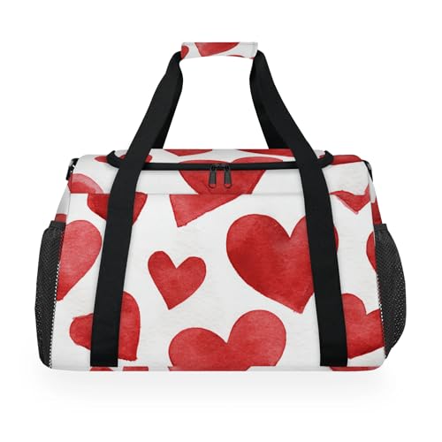 Love Colorful Red Travel Duffel Bag Weekender Overnight Bags for Women Men Foldable Waterproof Tote Bag with Trolley Sleeve