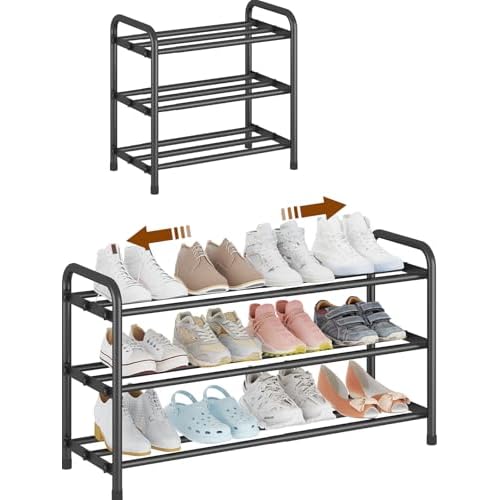 KANAV Expandable Shoe Rack Organizer – 3-Tier Shoe Shelf for Closet, Entryway & Front Door – Space-Saving Shoe Storage Solution