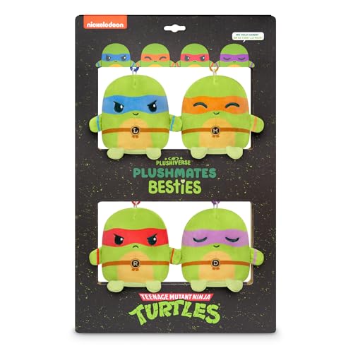Image of TeeTurtle Teenage Mutant Ninja Turtles Plushmate Besties Keychain Set - 4 Pack - Cute Kawaii Plush Keychains that Hold Hands