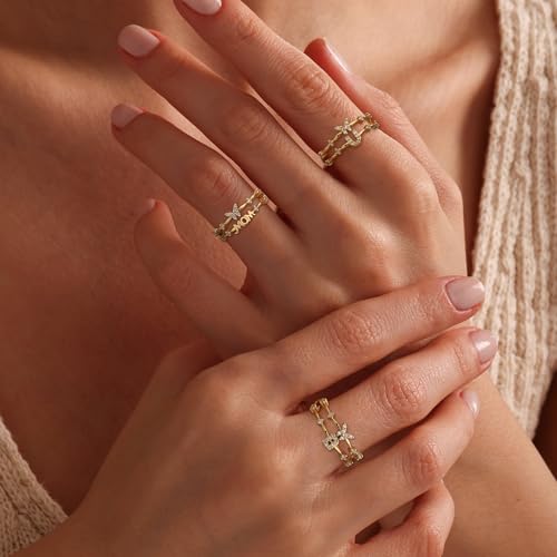 Dainty Gold Initial Ring Butterfly Rings Letter A-Z Graduation Gifts for Her Girlfriend Mother and Daughter Ring Back to School Stuff Gifts for Women Birthday Unique4