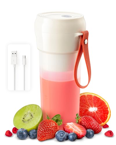 IHOM Portable Blender, Rechargeable Cordless Portable Blender for Shakes and Smoothies,10.5Oz BPA-Free Mini Blender,30 Watts, Single Serve Blender Cup for Kitchen, Gym, Travel, Office (Cream White)
