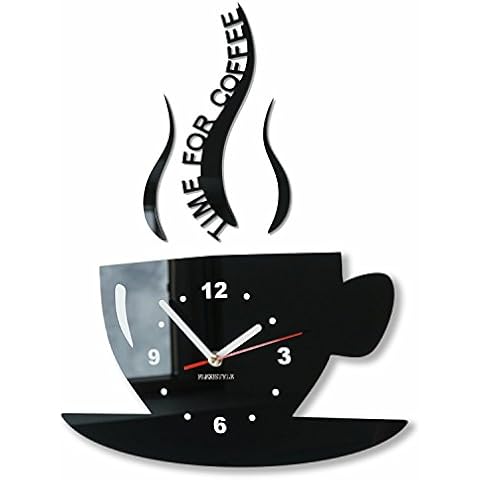 FLEXISTYLE Reloj de Pared para café, diseño Moderno, Color Negro Cover