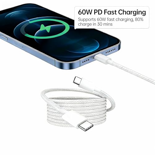 USB C Câble de charge rapide (2 Pack 10FT+6FT) Compatible avec Apple iPhone 17 air/ 16/15 pro max/Plus, longue USB C à USB Cordes de chargeur de type C 10 pieds pour Apple iPhone air/17/16/15.