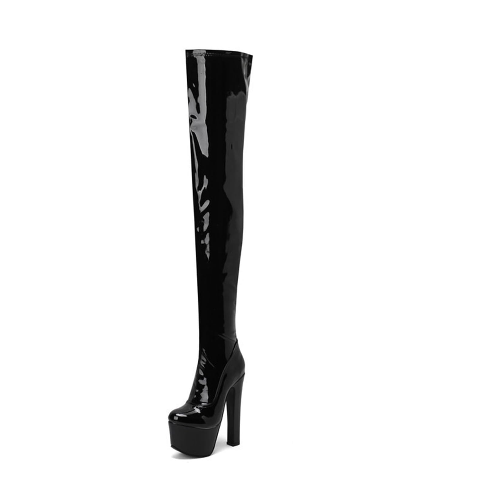 17CM / 6.69IN Semelle épaisse Talon épais sur Les Bottes de Genou Bottes Hautes Sexy Discothèque Dance Party Pole Dance Boots
