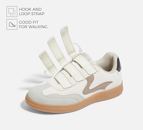 LUCKY STEP Women's Casual Fashion Retro Sneakers Classic Gum Sole Hook and Loop Tennis Footwear Anti Slip Skate Trainers Trendy Walking Shoes2