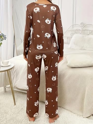 Image of Louis Luxe Womens Korean Night Dress || Full Pyjama Set || Korean Nightsuit || Women Nightwear ||Round Neck Full Sleeve Nightsuit || Loungewear || Everyday Nightdress (ND-02)
