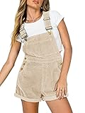Women Corduroy Short Overalls Romper Jumpsuit Casual Adjustable Straps Cute Plain Overall With Pocke