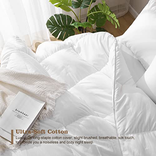 DWR Luxury Down Feather Fibers Comforter Full/Queen, Hotel-Style Fluffy Duvet Insert, Ultra-Soft Cotton Blend Fabric, High Fill Power 46oz Medium Weight for All Season(90x90, White) - Image 5