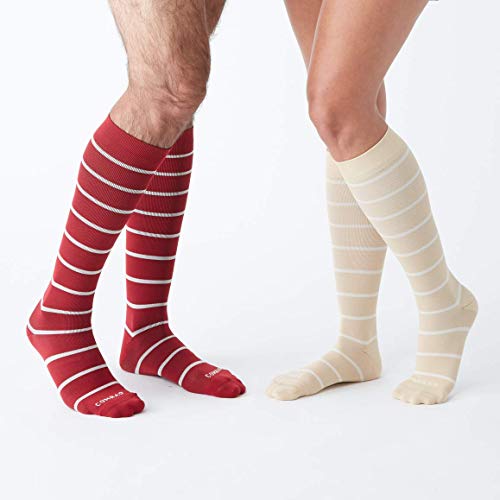 COMRAD | Premium and Stylish Compression Socks for Multipurpose Wear (Almond/Milk Stripe, Small)