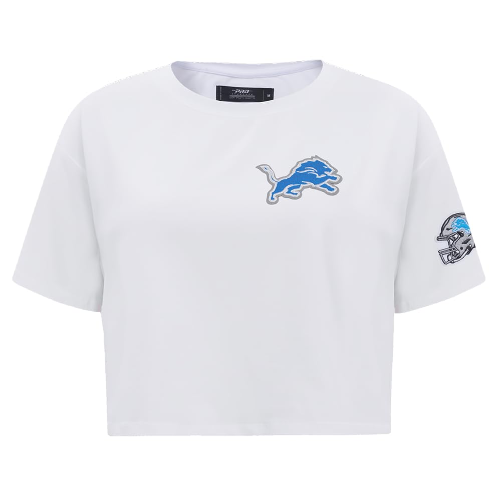 Pro Standard Womens NFL Detroit Lions Classic Chenille Short Sleeve Boxy Tee White Xs