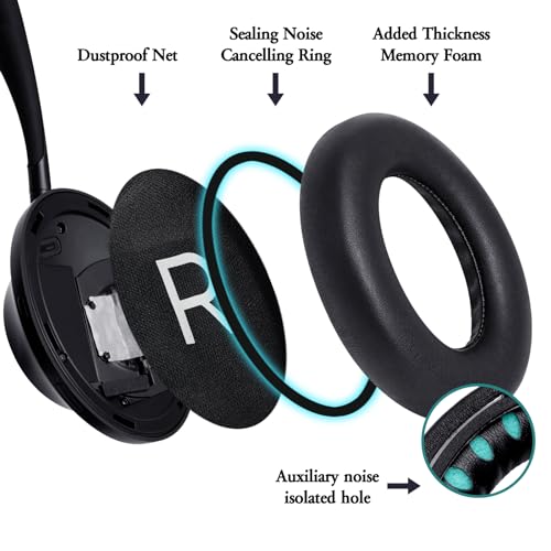 Gvoears Ear Pads Replacement para auriculares Bose 700 Noise Cancelling, Cojines de espuma viscoelástica y cuero de proteína para Bose NC700 (Negro) miniatura 4