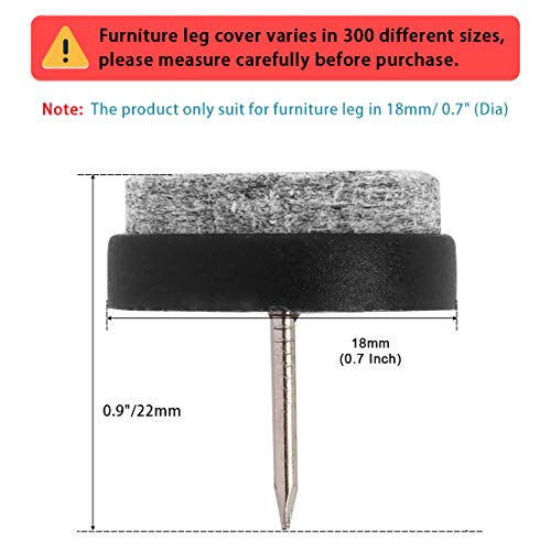Sourcingmap Home Furniture Table Chair Leg Floor Pad Skid Anti Slide Nail Protector 18mm 60pcs, Black,gray,silver - Image 2