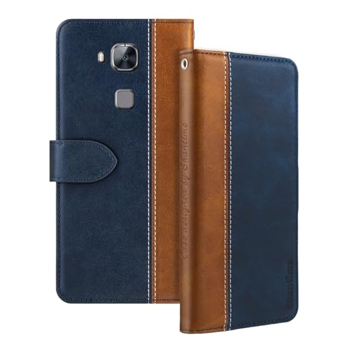 Shantime Leather Flip Case Compatible with Huawei GX8 Case with Card Holder RFID Blocking Magnetic Kickstand Slim Fit Business Protective Cover(Blue)