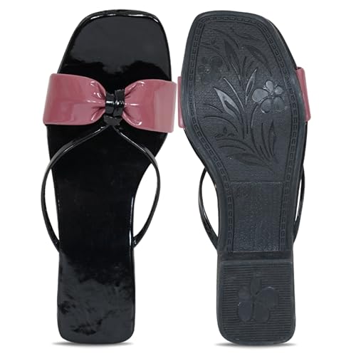 Image of Women's Slippers | Comfortable Flat Chappals for Women with Bow Detail | Stylish Casual Chappals, Trendy Summer Sandals, Comfortable Footwear for Daily Use