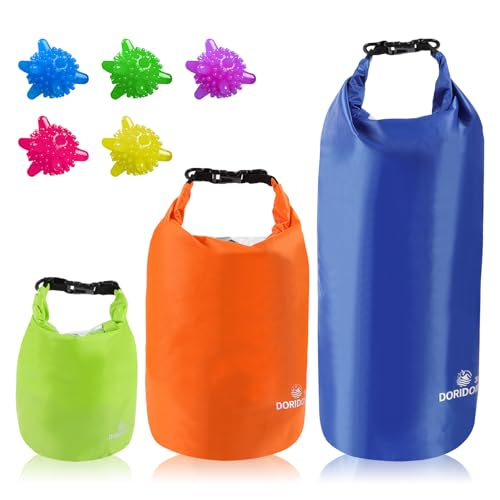 DORIDOMI 3-Pack Waterproof Dry Bag - 5L/15L/ 30L Ultralight Dry Sack Lightweight Roll Top Outdoor Accessories, Portable Clothes Wash Bag, Keep Gear Dry for Boating Swimming Camping Kayaking Beach