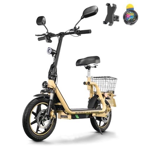 TWOFISH Patinete Eléctrico Homologado para Circular por Carretera (EEC), Patinete Eléctrico de 14 Pulgadas para Adultos con Batería de 48 V 13 Ah, Capacidad de Carga de 120 kg (Amarillo)