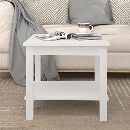ZfiPhranillus White Small Coffee Table Square 19.7x19.7x17.7 in Solid Pine