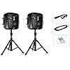 Paire D’Haut-Parleurs Pa avec Bluetooth, Pied D’Enceintes Microphone et Télécommande Pyle, Subwoofer de 20,3 cm avec Port Usb, Lecteur de Cartes Sd, pour Dj, Concert, Orchestre, Karaoké Ou Conférence