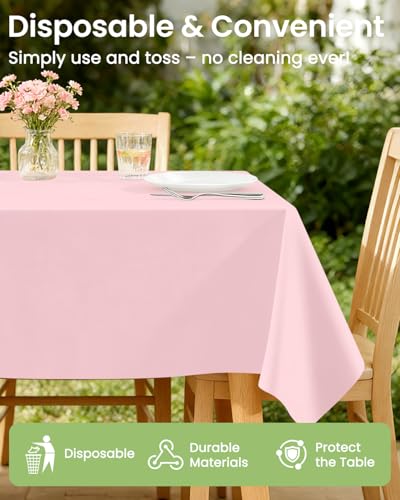 Image of LANLISA 4 Pack Pink Plastic Tablecloth Disposable, 54 x 108 Inch