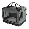 VOUNOT® Trasportino per Cani Gatti Borsa da Trasporto Cane con Materasso Morbido Striscia Riflettente, Box Scatola Pieghevole Viaggio per Animali Domestici, Portabile Traspirante, (L)70x52x52cm Grigio