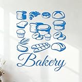 Stickers lettrage Logo de pâtisserie, boulangerie, pain, pâtisserie, gâteau, biscuit, magasin d'alimentation 54.6x66.3cm Ne se décolle pas Bleu