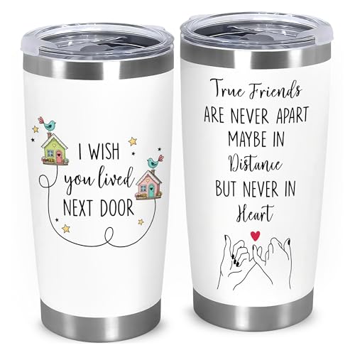 Nestura Gifts for My Best Friend Woman Bestie Tumbler for Long Distance Friendship - I Wish You Lived Next Door Gifts Bestie Cup for Friend Moving Away Gift Christmas Gift for Bestfriend Female
