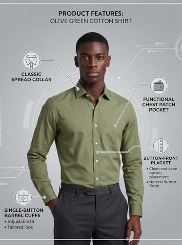 Image of INKAST Men's Cotton Blend Plain Formal Shirt | Full Sleeves Solid Shirts| Straight Regular Fit | Office and Regular Wear
