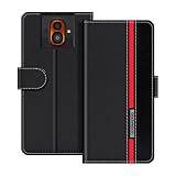 UOGNADGD Lederhülle Kompatibel mit Kyocera Torque G04 KYV46 Klappbares Portemonnaie-Hülle mit Magnetverschluss Ständer & Kartenfächern stoßfestem Schutz (Schwarz)