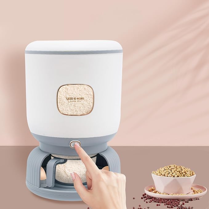 Rice Dispenser Container, Airtight Rice Storage Containers with Lid, Automatic Rice Dispenser, with Measuring Cup Rice Bucket for Dry Food (egg holder rice dispenser)-image-32