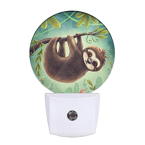 Image of EKOBLA Sloth Night Light, Cute Jungle Animal Night Lights Plug Into Wall with Dusk to Dawn Sensor for Kids Room, 0.5W Sleep Friendly
