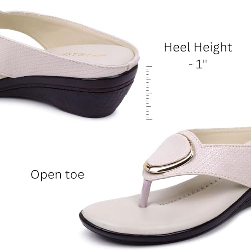 Image of TRASE Women's Fashion Sandal | Faux Leather, Comfortable & Stylish Wedges | Ideal for Casual & Formal Occasions 2 inches heel