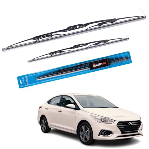 Image of Windshield Car Wiper Blades Metal Frame Water Repellant Cleaning Wiper Blades Refills Best for Hyundai Verna (Hc) (2017 Onwards) Dr 21 inch /Pa 19 inch
