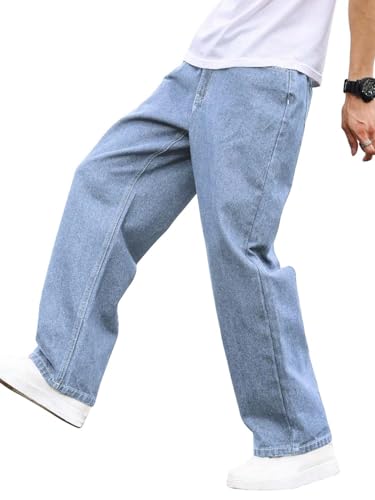 Image of KOTTY Men's Loose Fit Baggy Jeans - Relaxed Wide Leg Denim with Fashionable Urban Streetwear Look