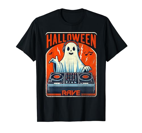 Rave Techno Disfraz de fantasma de Halloween EDM Festival divertido Camiseta