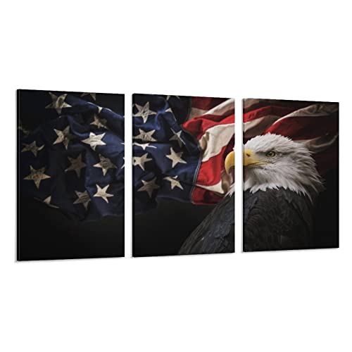 Vintage Dark Faded American Flag Bald Eagle Patriotic Culture Historical Country Art Deco Oil Painti Canvas Wall Art Prints For Wall Decor Room Decor Bedroom Decor Gifts 24X36Inch(60X90Cm) Frame-Sty #TOP8
