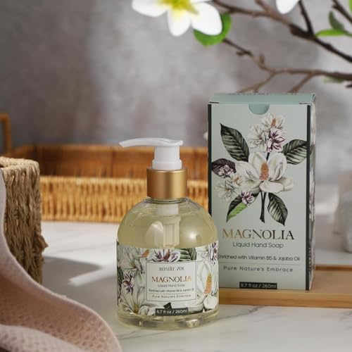 Image of ROMIIE ZOI Liquid Hand Soap, Magnolia, 260ml / 8.7 fl.oz | With Gift Box, Gentle cleansing, nourishes skin without drying