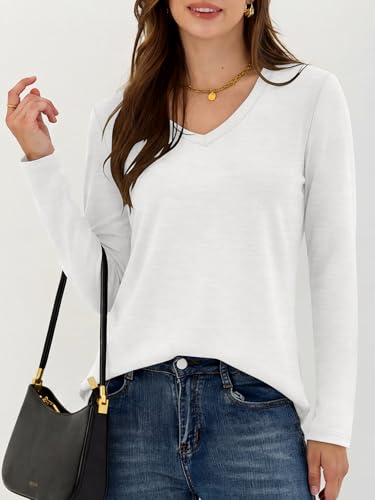 Image of ANRABESS Long Sleeve Shirts for Women Wrinkle Free V Neck Fall Top