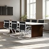 Office Reception Guest Chair with Arms Set of 6 PU Leather Stationary Waiting Room Chairs Conference Reception Room Chair No Wheels Metal Sled Base, Black 6PC