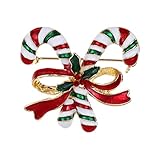 Christmas Pin, Christmas Brooch Pins, Rhinestone Crystal Christmas Enamel Pin, Vintage Christmas Brooch for Women Girls, Christmas Jewelry Pins for Xmas Decorations (Candy Cane Pin)