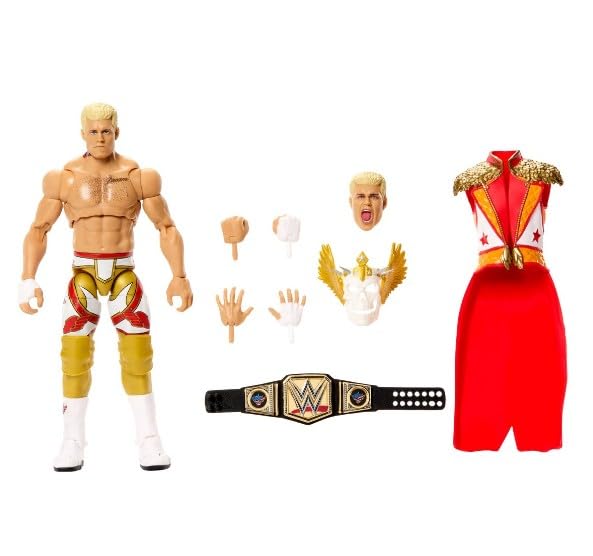 Mattel WWE Ultimate Edition Action Figure & Accessories Set, Cody Rhodes 6-inch Collectible with Swappable Heads & Hands, 30 Articulation Points by Mattel - Used condition - US$36.38