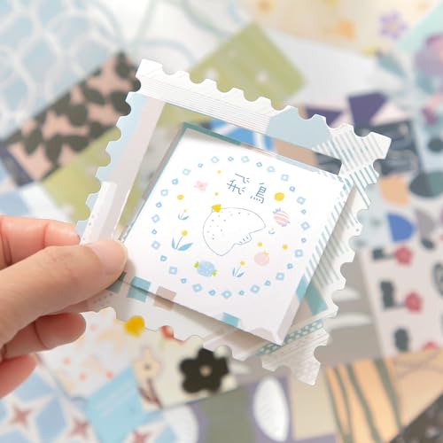 Image of WEMOL Vintage Journal Scrapbook Pack Kit for Art Journaling Bullet, Planners DIY Paper Stickers, Craft Kits Notebook, Collage Album Aesthetic Sticker (Blue Sky)